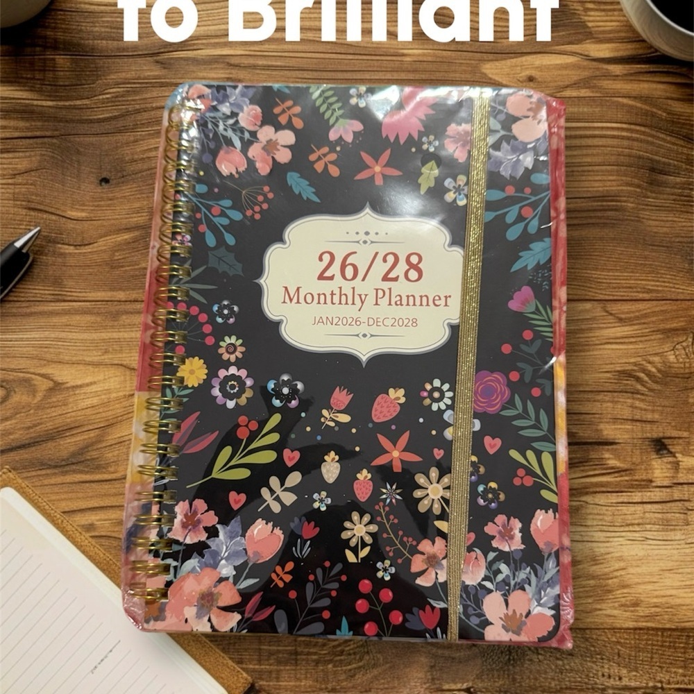 Floral Monthly Planner 2026 2027 2028 Spiral Bound